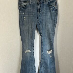 PINK Victoria's Secret Blue Boot Cut Jeans with Distressed Details